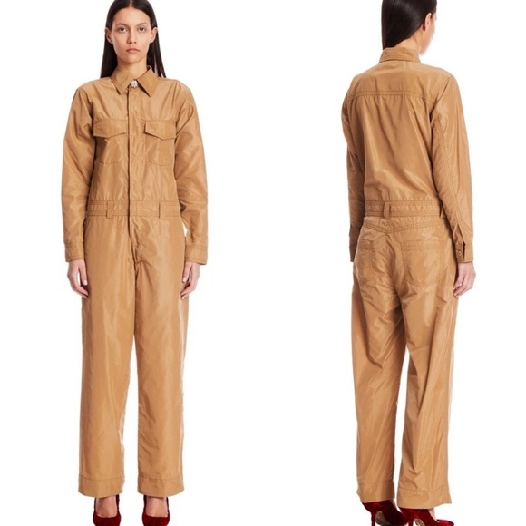 Ganni Nylon Tech Utility Suit In Neutral Brown Women's Size 36 US 4 - Picture 1 of 11